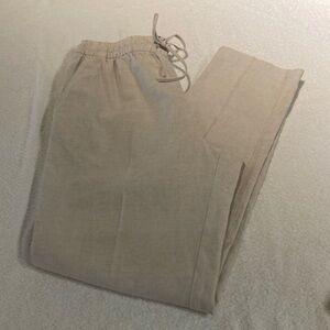 H&M linen blend tan slacks, size small